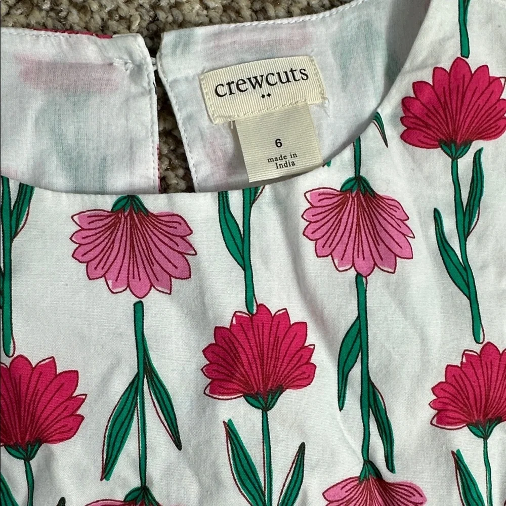 J Crew Crewcuts Pink and Green Floral Kids Dress